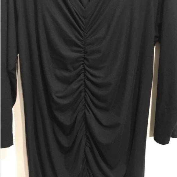 Torrid Mini Jersey Bodycon Dress Size 3X Longsleeve Black Ruched - Picture 6 of 11